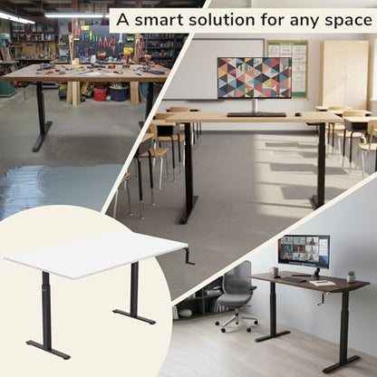 Mount-It! Hand Crank Standing Desk, 55" One-Piece White Top, 132 lbs - color: White