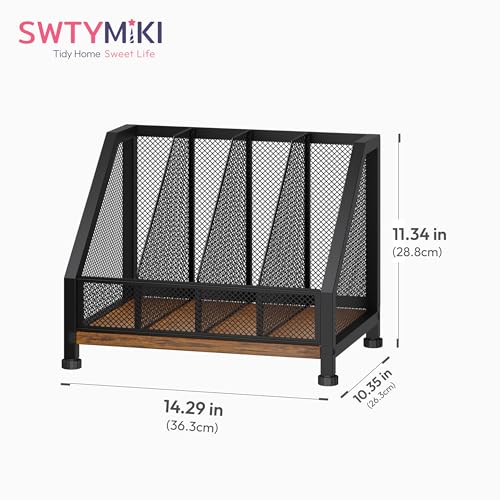 SWTYMIKI Desk Organizer - Paper Organizer, Mesh and Wood Desk Office Organizer, Office Organization and Binder Storage for Workspace, Home, School, Espresso - color: Espresso, size: 14.29x11.34in