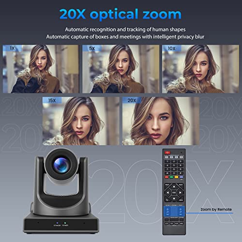 PTZ Camera 20X Optical Zoom with AI Tracking,HDMI,3G-SDI,USB3.0,POE,LAN,Simultaneous 3G-SDI and USB Video Output,NDI PTZ Camera for Church, Conferences, Teaching,vMix OBS etc - size: 20X-NDI-Black
