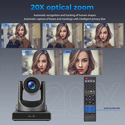 PTZ Camera 20X Optical Zoom with AI Tracking,HDMI,3G-SDI,USB3.0,POE,LAN,Simultaneous 3G-SDI and USB Video Output,NDI PTZ Camera for Church, Conferences, Teaching,vMix OBS etc - size: 20X-NDI-Black