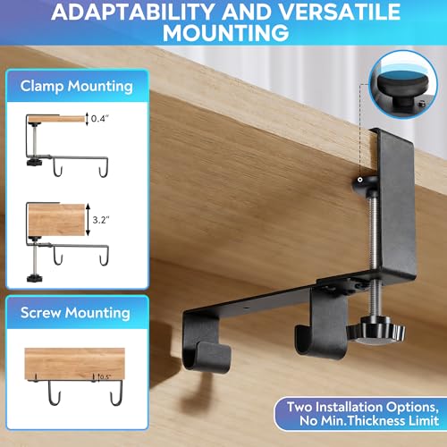 Under Desk Cable Organizer, Cable Management Tray, Clamp or Screw Mount