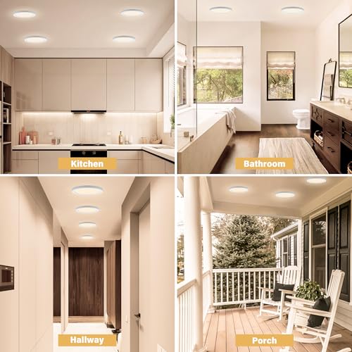 Flush Mount Ceiling Light Fixture - ETL Certified - 11 Inch Dimmable 3000K Warm White LED, 0.63'' Ultra Thin Round Design for Bedroom, Bathroom, Kitchen, Hallway, Basement, Closet (9-Pack)‌ - color: White, 3000K, size: 11 inch (9 Pack)