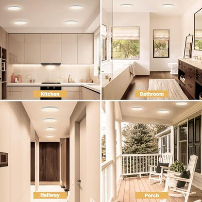 Flush Mount Ceiling Light Fixture - ETL Certified - 11 Inch Dimmable 3000K Warm White LED, 0.63'' Ultra Thin Round Design for Bedroom, Bathroom, Kitchen, Hallway, Basement, Closet (9-Pack)‌ - color: White, 3000K, size: 11 inch (9 Pack)