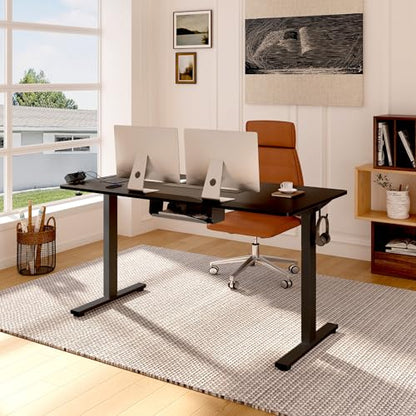 FLEXISPOT EN2 48"x30" Whole-Piece Standing Desk with Power Strip, Black | Whole-Piece Desktop, Easy-Access Clamp Power Strip, Organized Cable Management, Modern Home Office Setup - color: Black Top + Black Frame, size: 48x30"