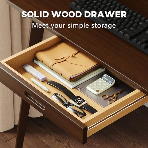 IOTXY Small Writing Desk with Hutch - 39.4" Work Computer Study Table - color: Black Walnut