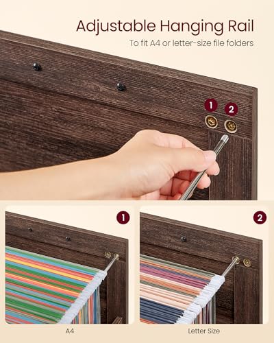 VASAGLE File Cabinet, Filing Cabinet with 2 File Drawers, Printer Stand, Fit A4, Letter Size, Hanging File Folders, Modern Farmhouse Style, for Home Office, Maroon Brown UOFC048K01 - color: Maroon Brown, style: 2 Drawers