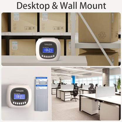 Time Clocks for Employees Small Business, Auto-Align Time Clock, 6 Punches per Day Time Machine | Clock in Machine for Employees with 100 Time Cards, 2 Ink Ribbons(1 Inside) and 1 Rack - color: Gray