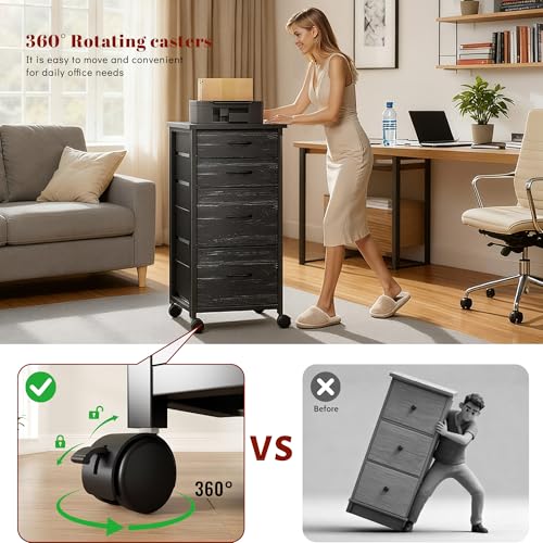 DurayLoly 4-Drawer Rolling File Cabinet Fits A4 Letter Size For Home Office | Printer Stand With Stable Frame, Large Capacity, Easy To Move And Assemble With Lockable Casters, Black - color: Black