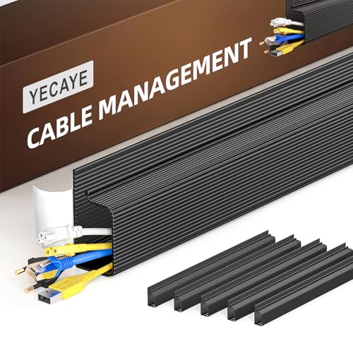 YECAYE Cable Management, 6 Pack, Black | Cord Organizer;Adhesive Mount;No-Drill Under Desk Wire Management;for Home Office;Baby proofing - color: Black, size: 94in