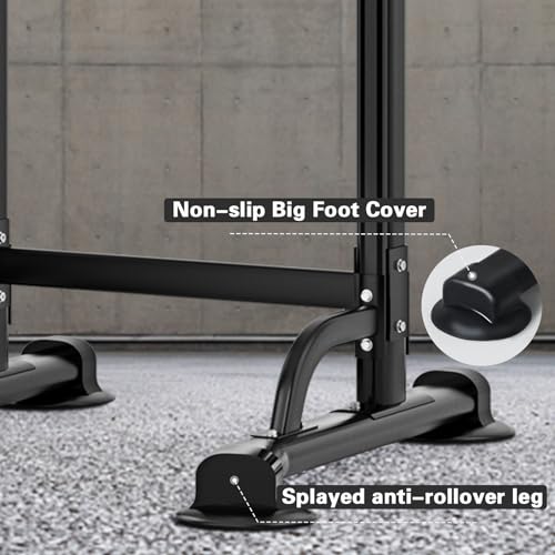 soges Power Tower Pull Up Bar Station, Free Standing Pull Up Rack Dip Station for Home Gym, Height Adjustable Home Strength Training Fitness Workout Equipment - color: Black