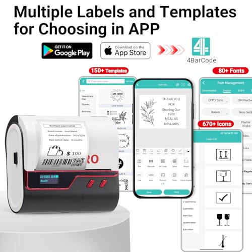 ORGBRO Label Maker Machine, Z3 Barcode Label Printer, 3 Inch Bluetooth Thermal Label Maker for Address, Small Business, Kids School Items, Large Sticker - color: Red