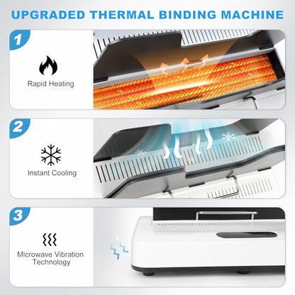 Thermal Binding Machine, 500 Sheets Capacity, No Preheat Time, Digital Touch Panel with Air Cooling, Electric Binder for A4/A5/Letter Size Business Documents, Office and Home Projects