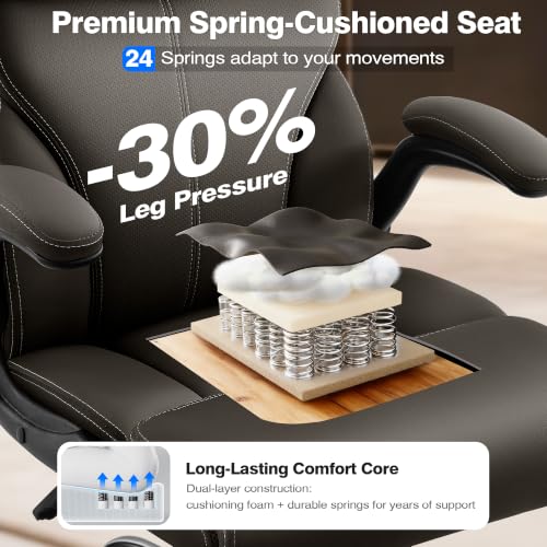 AreShark Leather Office Chair - Executive High Back Ergonomic Desk Chairs | Breathable Computer Chair with Lumbar Support & Rock Function, Rolling Swivel Seat for Working, Studying, Gaming & Relaxing - color: Dark Brown