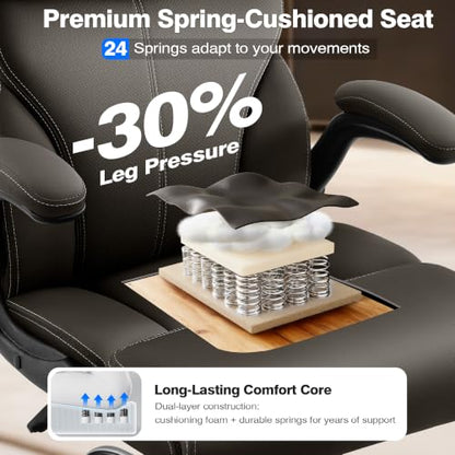 AreShark Leather Office Chair - Executive High Back Ergonomic Desk Chairs | Breathable Computer Chair with Lumbar Support & Rock Function, Rolling Swivel Seat for Working, Studying, Gaming & Relaxing - color: Dark Brown