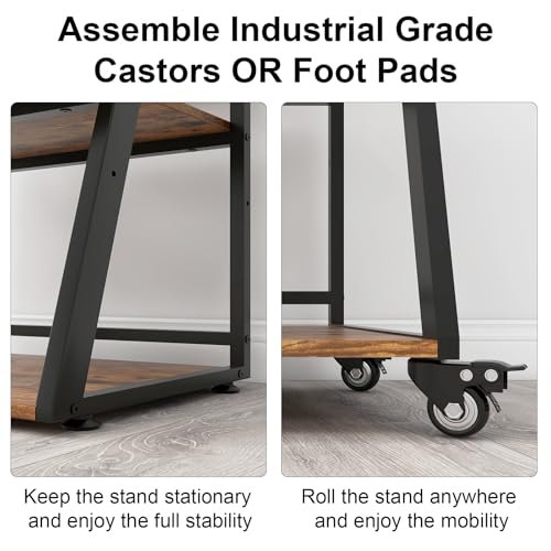 Natwind 3 Tier Large Printer Stand, 24"x20", with Charging Station,Retro - color: Retro, size: 23.6''x19.7''