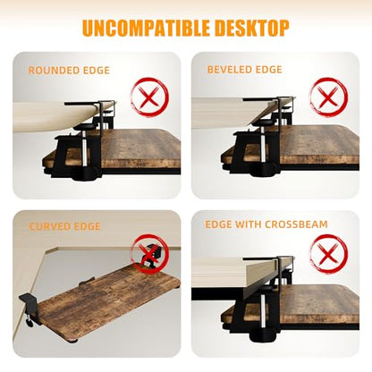 Keyboard Tray Under Desk, Keyboard Holder&Drawer with C-Clamp 25.6"x11.8" - color: Rustic Brown