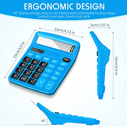 8 Pack 12 Digits Calculator Bulk Calculators Desktop Solar and Battery Dual Power Large LCD Display and Sensitive Butto Handheld for Office, School, Home(Dark Blue) - color: Dark Blue