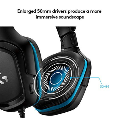 Logitech G432 Wired Gaming Headset - Black | DTS Headphone:X 2.0, 50 mm audio drivers, USB and 3.5 mm jack, Flip-to-Mute mic, PC compatible