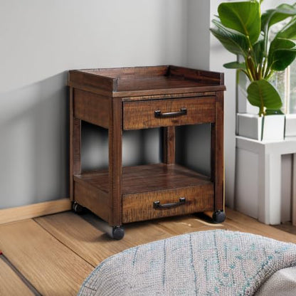 Signature Design by Ashley Rolling Printer Stand with Storage, Rustic Brown