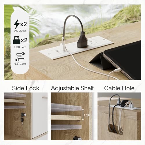 ModernMate Electric Standing Desk with 2-Drawer File Cabinet, Adjustable Height Executive Desk, Home Office Workstation with A Engineered Wood 1.18" Solid Desktop, Built-in Outlets, White Walnut - color: White Walnut