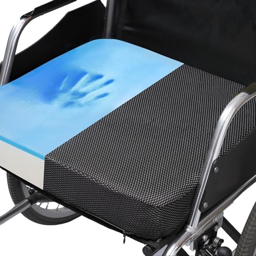 Ifoam Gel Infused Memory Foam Layer Wheelchair Cushion - Seat Cushion for Wheelchair-Office Chair, Kitchen Chair-Pressure Sore and Tailbone Pain Relief-High Dense Polyfoam Base (Black, 22×18×4 inch) - color: Black, size: 22×18×4 inch