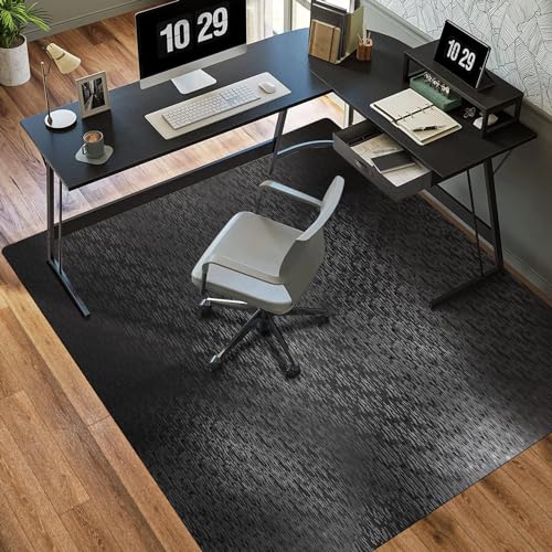 Office Chair Mat, TYDLE 50" x 65" Large Chair Mat for Hard Floor, Vinyl Floor Mat for Gaming Chairs, Slip Resistant Floor Protector Rolling Computer Desk Mat for Hardwood Floor, Black - color: Black (for Hard Floors), size: 50"x65" (for hard floors)