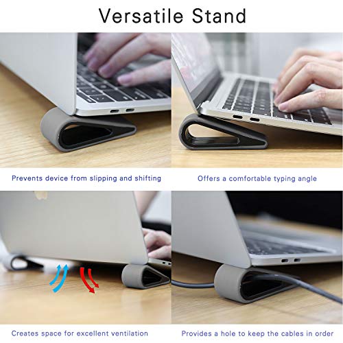 MoKo Universal Laptop/Computer Keyboard Stands,[4 Pack] Anti-Slip Silicone Tilting Wedge Riser Stable Kickstand,Ultra Compact Ventilated Tablet Stand Portable Elevation Feet for Notebook Keyboard-Gray - color: Gray
