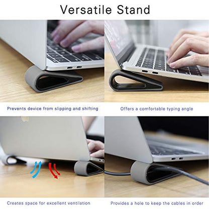 MoKo Universal Laptop/Computer Keyboard Stands,[4 Pack] Anti-Slip Silicone Tilting Wedge Riser Stable Kickstand,Ultra Compact Ventilated Tablet Stand Portable Elevation Feet for Notebook Keyboard-Gray - color: Gray
