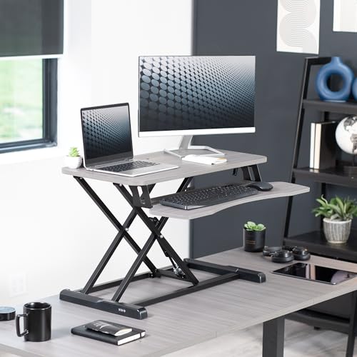 VIVO Dark Gray 32 inch Standing Desk Converter, DESK-V000KG - color: Dark Gray, size: 32"
