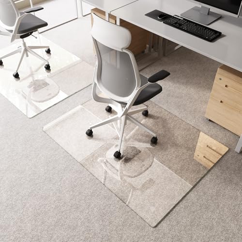 Tempered Glass Chair Mat for Carpet 48"x36", Floor Protector | Ultra Clear Office Chair Mat for Hardwood Floors & Carpets, Heavy Duty 0.2" Scratch-Resistant Surface with Non-Slip Pads - size: 48"x36"