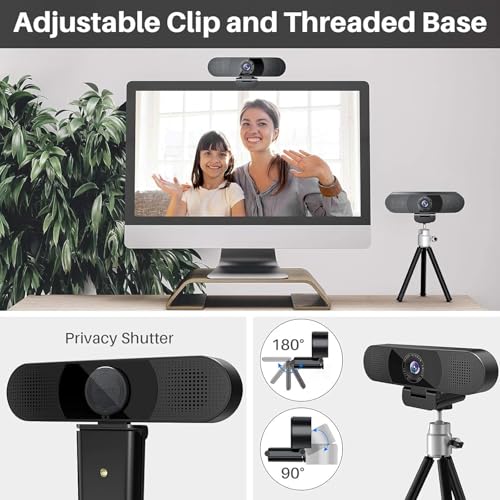 EMEET C980 PRO 3-in-1 1080P Webcam with Microphone and Speaker, 60°-98° FOV | Wide Angle Webcam w/ 4 Noise Cancel Mics 2 Speakers, Auto Low Light Correction W/Cover USB Camera for Online Conference/Class - style: 1080P with 4Mics 2Speakers