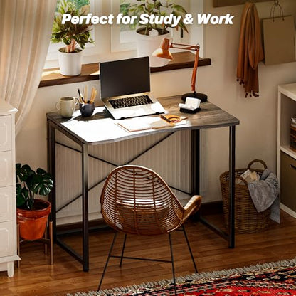 Huuger Folding Desk for Small Spaces, 31.5 Inch Foldable Computer Table - color: Grey, size: 18.9"D X 31.5"W