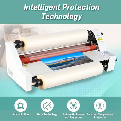 17.7inch Cold Hot Roll Laminator with 2 Rolls of Thermal Laminating Film (1 Inch Core, 0.8 mil,17.3in W×656ft L),V480 Laminating Machine, Single & Double-Sided Thermal Laminator,Digital Display, 110V