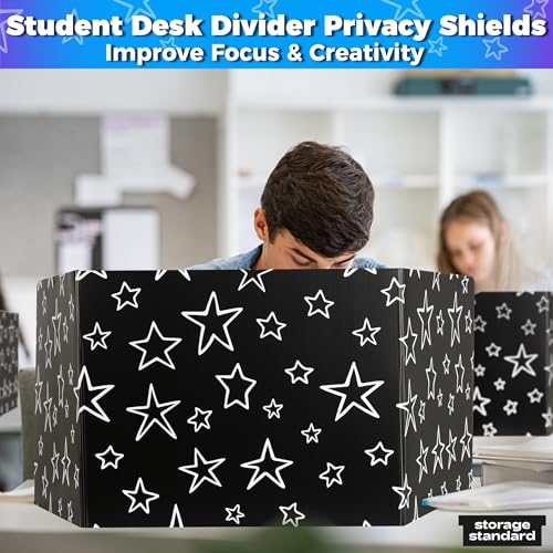 22-Pack Desk Dividers for Students - Star, Durable & Waterproof Plastic Study Carrel Divider, Classroom Folders Teacher Supplies, Easy-to-Clean Plastic Privacy Shield Folder Boards for Student Desks