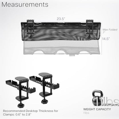 VIVO No Drill Clamp-on 24 inch Mesh Net Under Desk Cable Management Wire Organizer, Adjustable Home Office Standing Desk Cord Storage Sleeve, Black, DESK-AC24MH (Pack of 2) - size: 24" (Pack of 2)