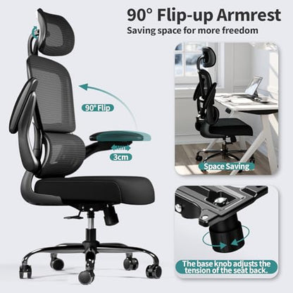 TRALT Office Chair Ergonomic Desk Chair - Gaming Chair with Lumbar Support - color: Black