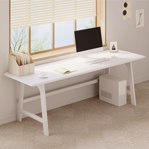 IOTXY Solid Wood Writing Table - 72" W Minimalist Long Computer Desk, White - color: White, size: 72" W