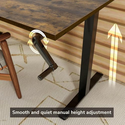 Mount-It! Hand Crank Standing Desk, 55" One-Piece Oak Top, 132 lbs - color: Oak