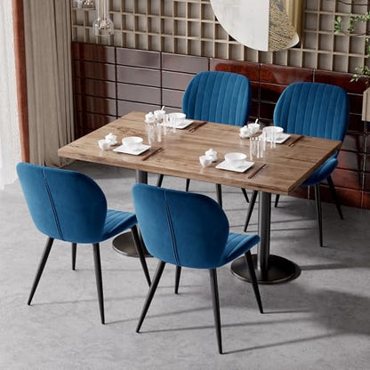 Dining Chairs Set of 2 Modern Velvet Dining Room Chairs Upholstered Dining Chairs with Thick Cushions Metal Legs Armless Back Chair for Kitchen and Living Room Blue - color: Blue（velvet）, size: Set of 2
