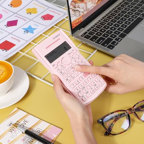16 Pcs Scientific Calculators 2 Line Engineering Scientific Calculator Bulk Function Math Large Display Multi-Function Ideal for College Office Business Finance, Pink, Blue, Green, White