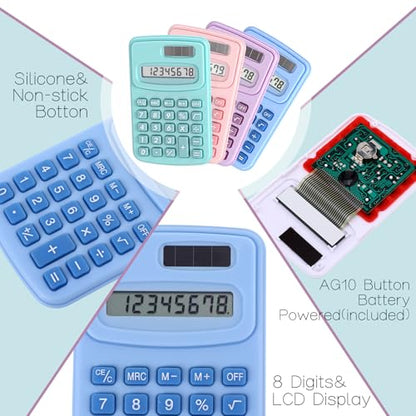 Flutesan 30 Pack Pocket Calculator,Red, Blue, Green, Black, Pink, Purple - color: Red , Blue, Green, Black, Pink, Purple