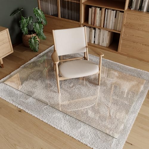 Koonmi Tempered Glass Chair Mat 40"x60" - Premium Office Chair Mat for Hardwood Floors & Low-Pile Carpet with 4 Non-Slip Pads - Thick Scratch-Resistant Surface - size: 40*60