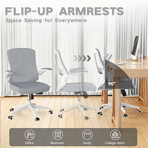 Ergonomic Office Chair - 350LB Comfy Desk Chairs with Lumbar Back Support, Mesh Computer Chairs with Wheels and Arms for Home Office, Study (Gray-Without Headrest) - color: 02gray