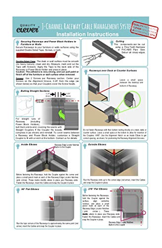 J Channel Cable Raceway System, 100” Total, Cable/Wire Management Solution for Desk, Home, Office, Kitchen, or Workshop, Includes Couplers to Cover Gaps & Solution for Power Blocks & Outlet Strips