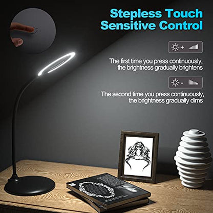 5X Rechargeable Magnifying Glass with Light and Stand, Raweao Dimmable Lighted Magnifying Lamp Glass for Reading, Close Work, Hobbies, Crafts
