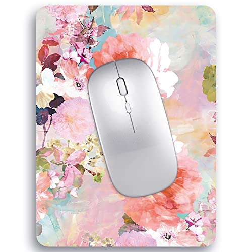 Small Mouse Pad 6 x 8 Inch, Audimi Mini Mouse Pad Thick for Laptop Wireless Mouse Home Office Travel, Portable & Washable (Flower) - color: Flower
