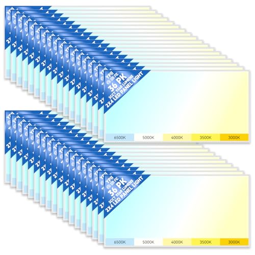 36Pack 2x4 LED Flat Panel Light LED Drop Ceiling Light Fixture, 5 CCT 3000K-6500K Adjustable & 5 Wattage Selectable Recessed Back-Lit Fixture for Office, ETL Listed - size: 2X4 36Pack