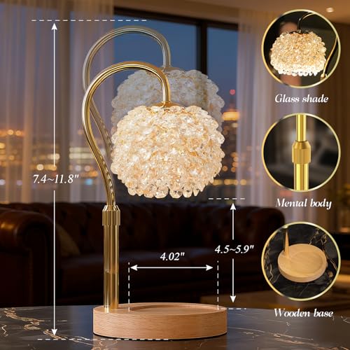 Crystal Candle Warmer Lamp,Luxury Adjustable Timer & Dimmer[White] | Crystal elegance. Adjustable height fits jars. Timer & dimmer safe melt. 2 bulbs & heat-proof base. Luxury decor. - color: White1