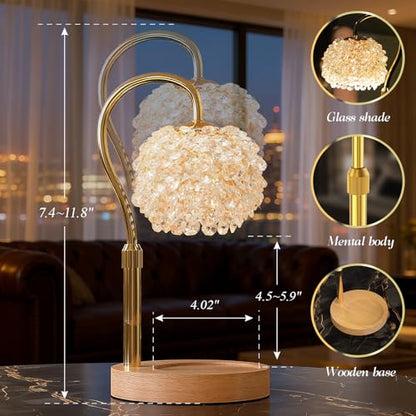 Crystal Candle Warmer Lamp,Luxury Adjustable Timer & Dimmer[White] | Crystal elegance. Adjustable height fits jars. Timer & dimmer safe melt. 2 bulbs & heat-proof base. Luxury decor. - color: White1