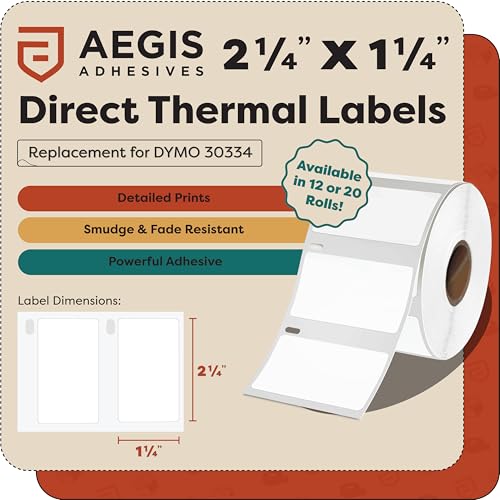 Compatible Direct Thermal Labels Replacement for DYMO 30334 - size: 2-1/4" X 1-1/4" - 30334